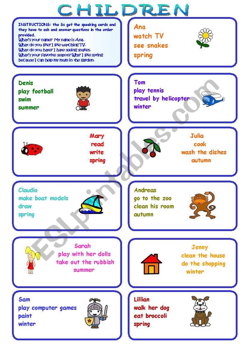 SPEAKING CARDS worksheet