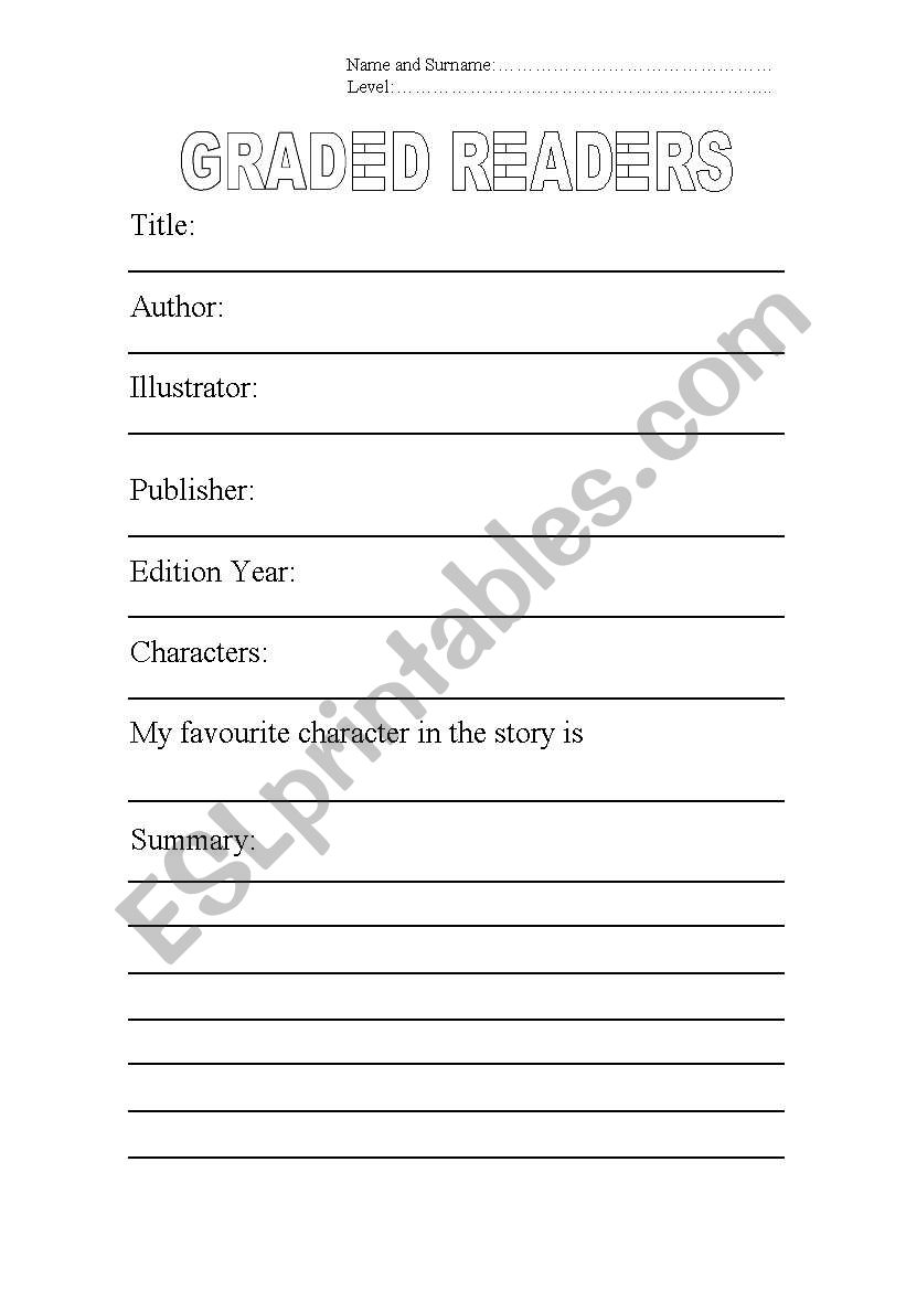 graded readers worksheet