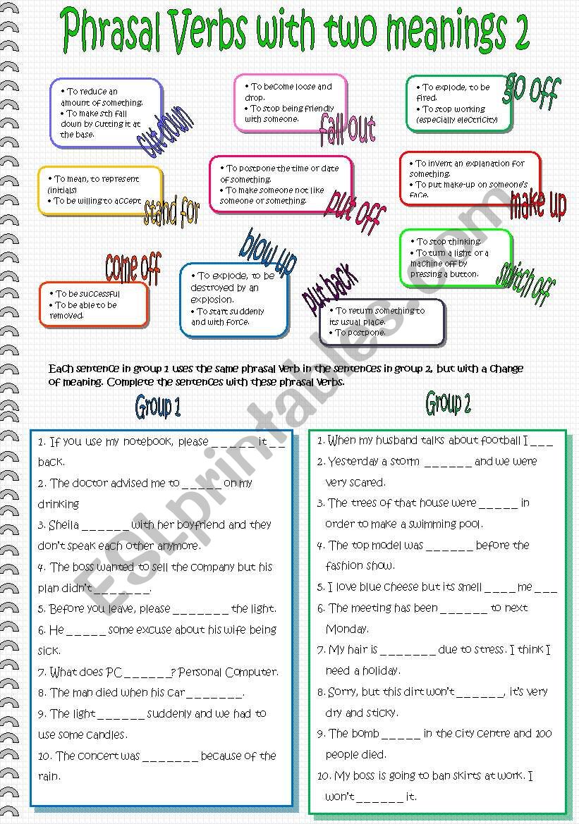 Phrasal Verbs with two meanings 2/3