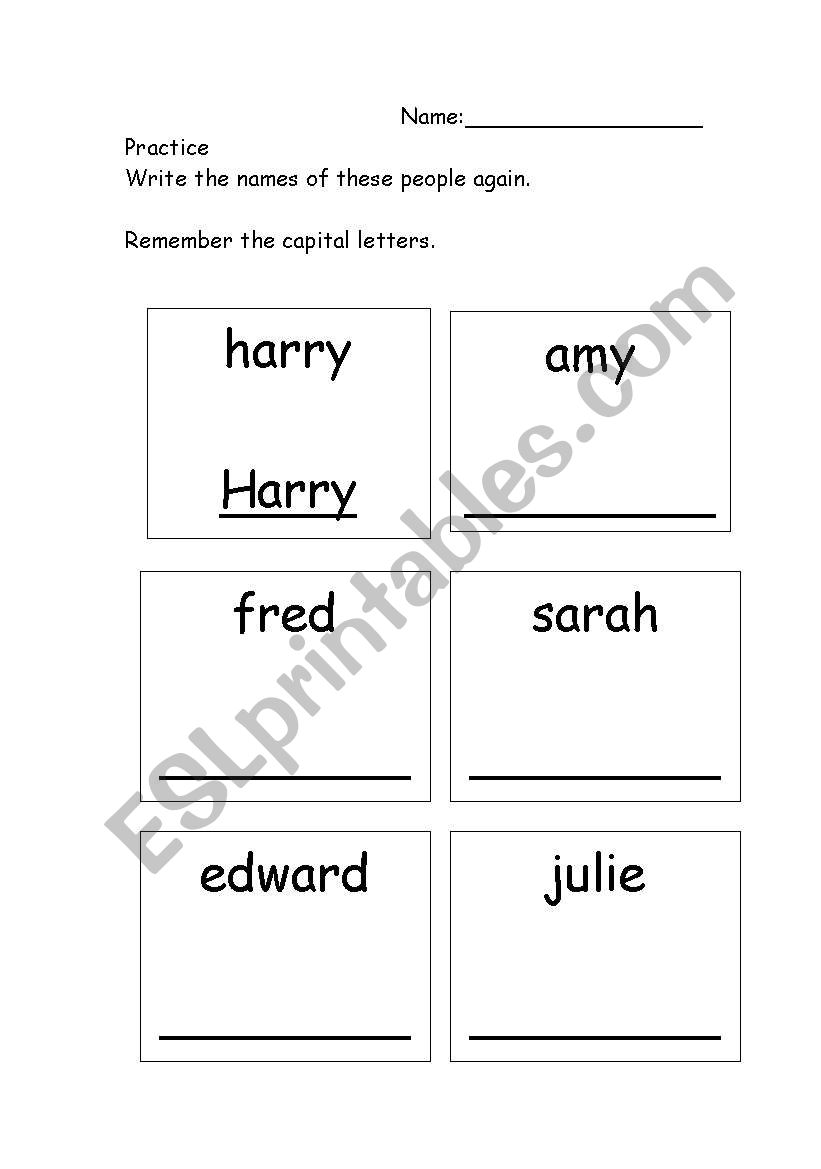 Names of people worksheet