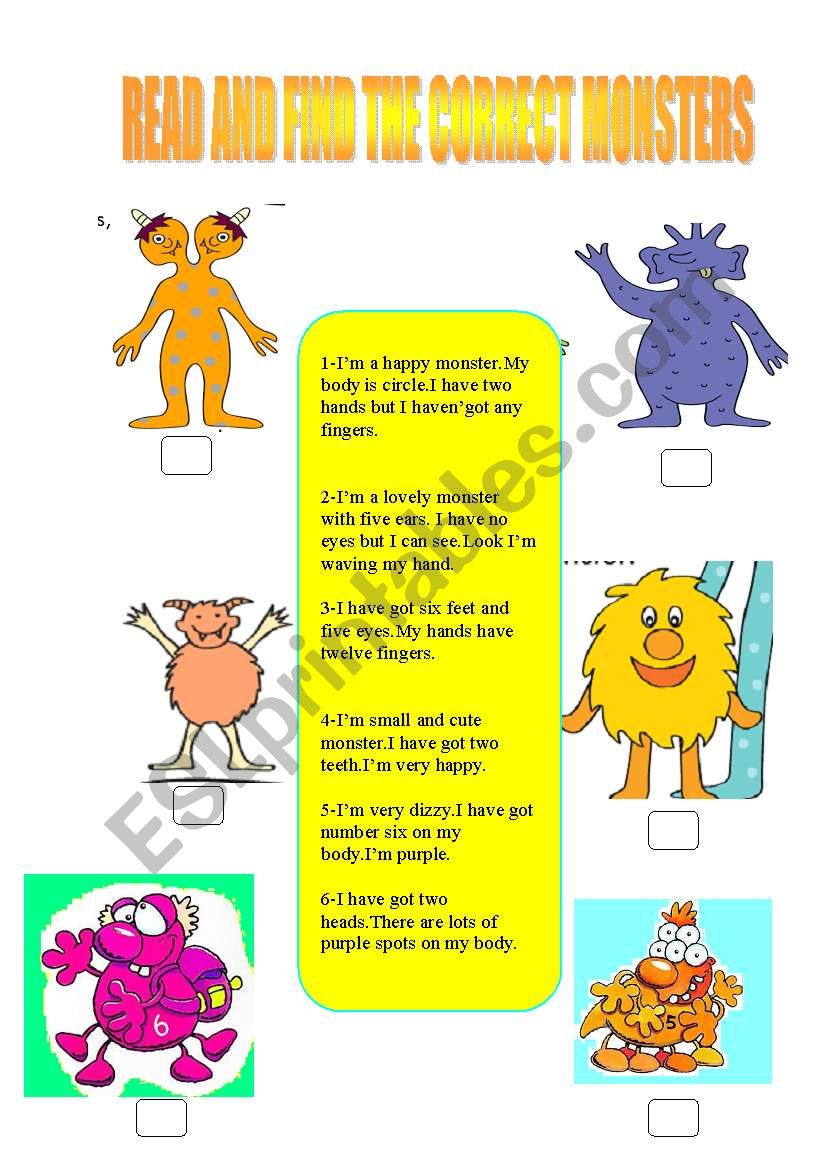 LOVELY MONSTERS worksheet