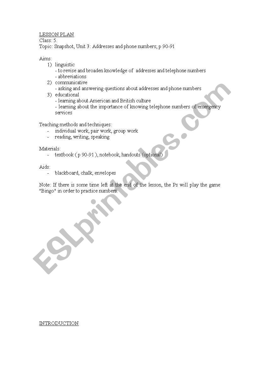 Snapshot, Unit 3 worksheet