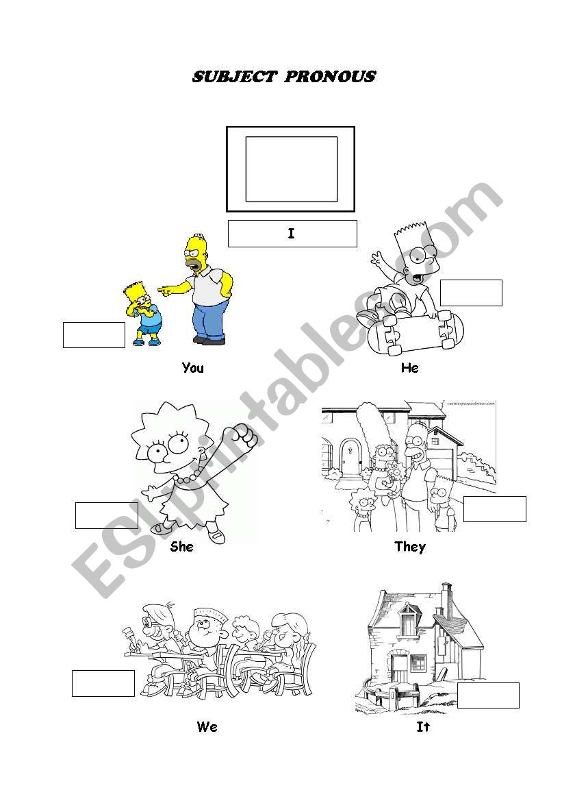 SUBJECT PRONOUS worksheet