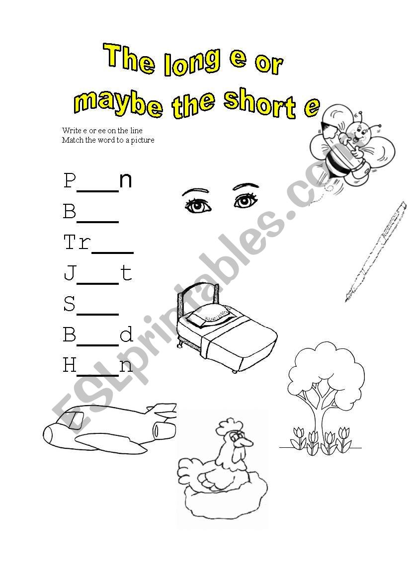 long or short e worksheet