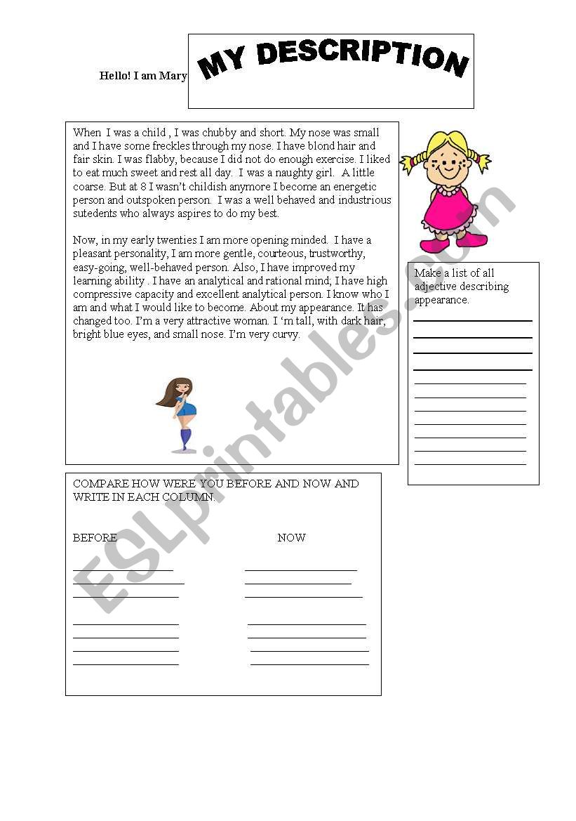 MY DESCRIPTION worksheet