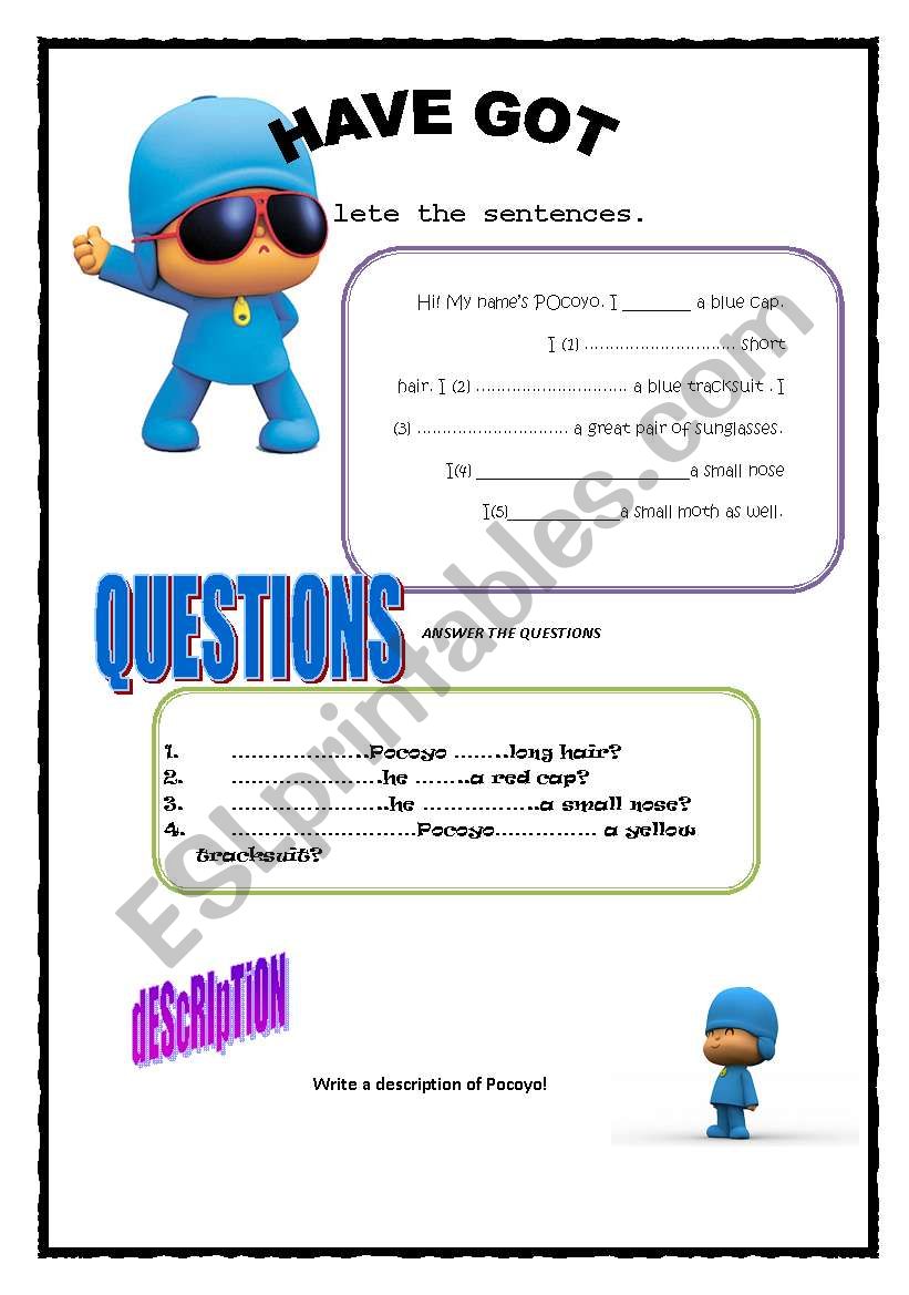 Pocoyo and Have got worksheet