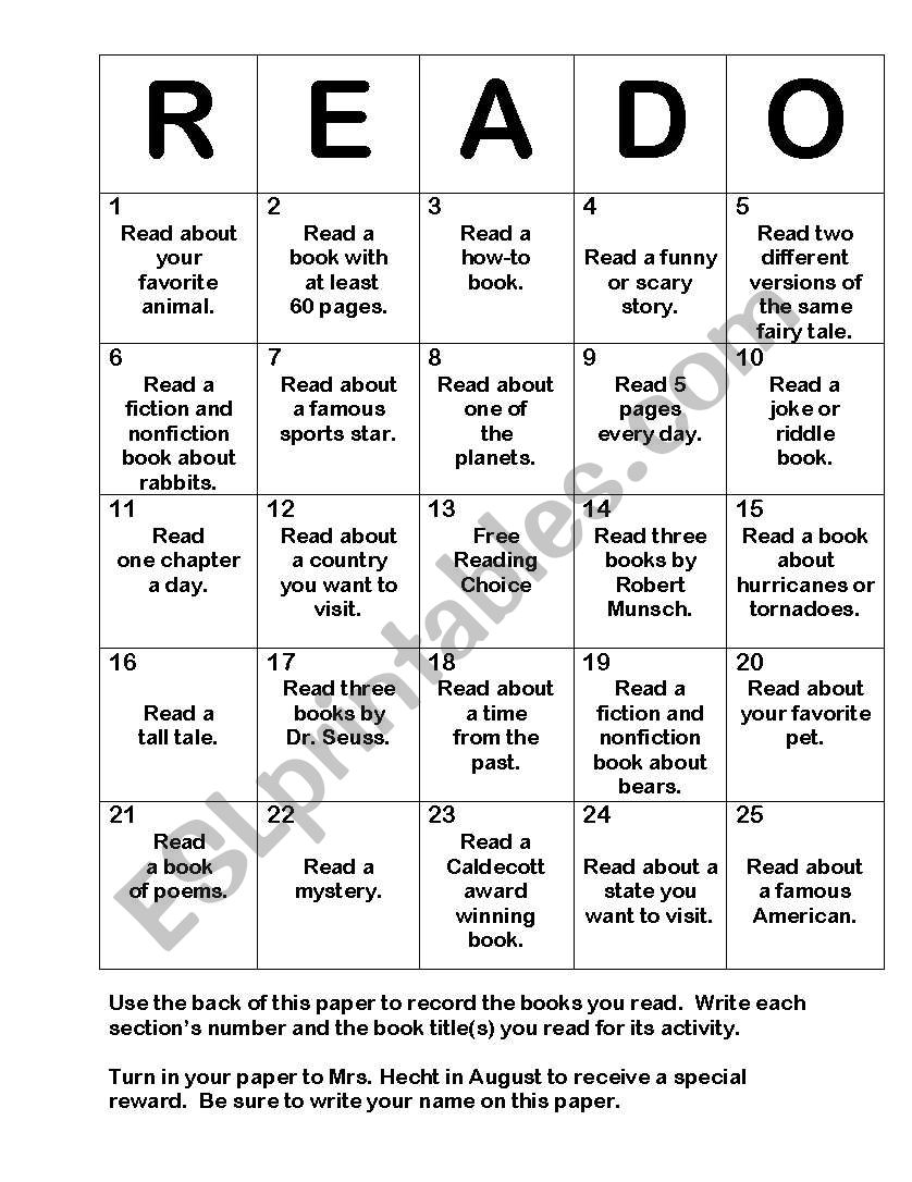 READO worksheet