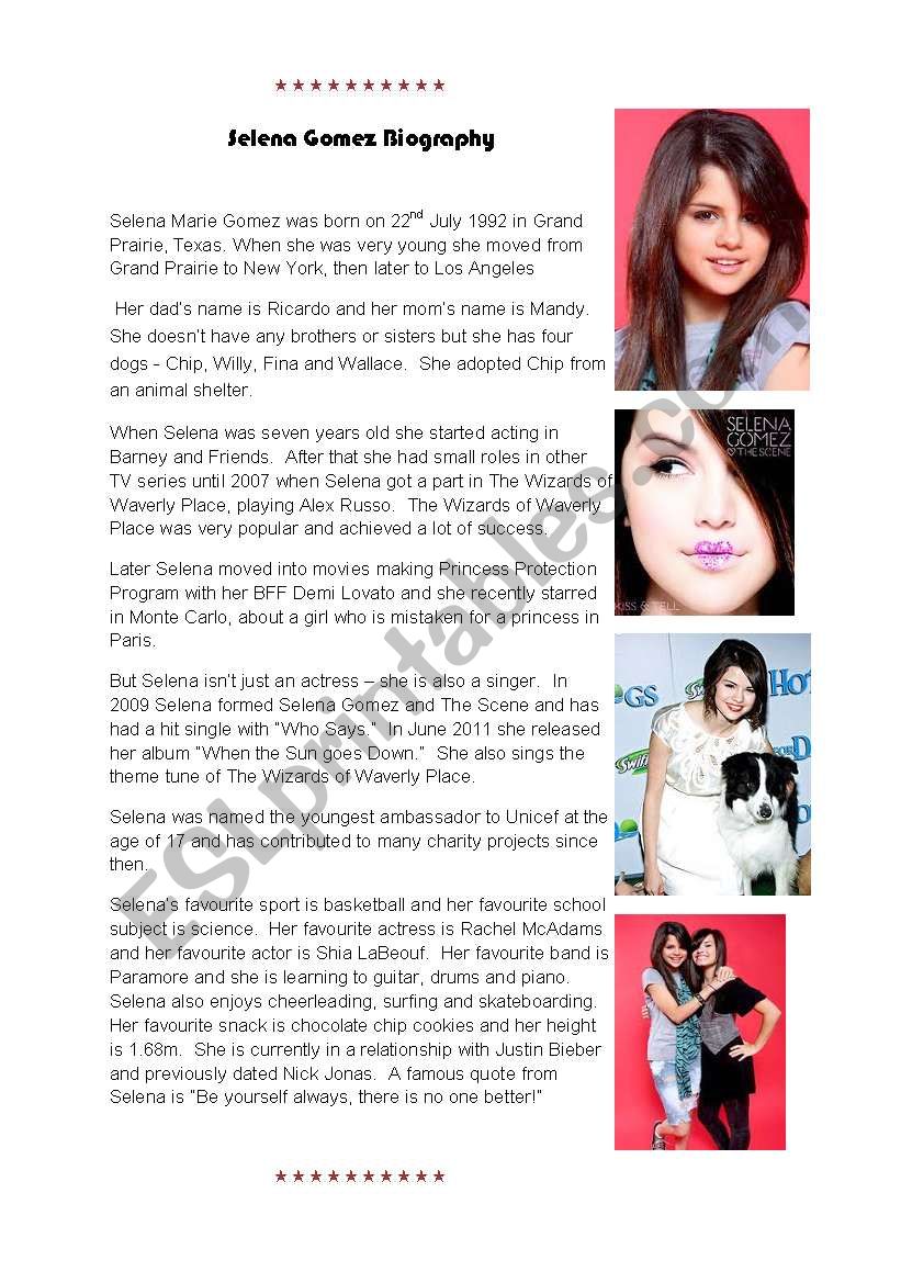 Selena Gomez Biography and Factfile