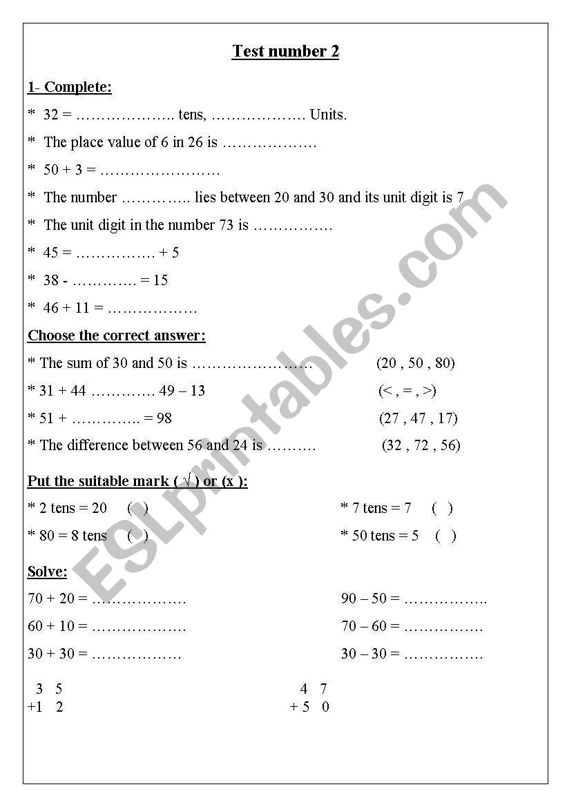 Math worksheet