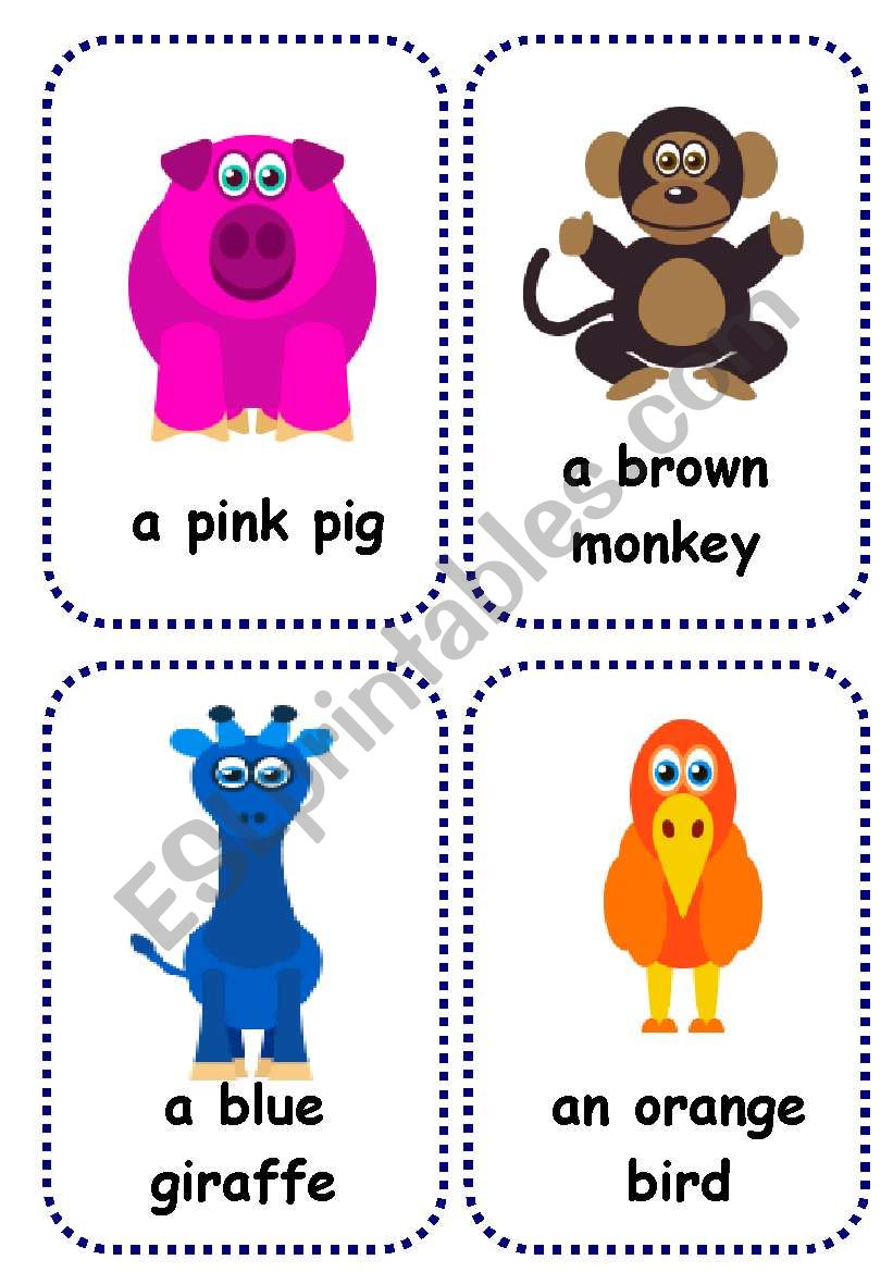 funny animals flashcards worksheet