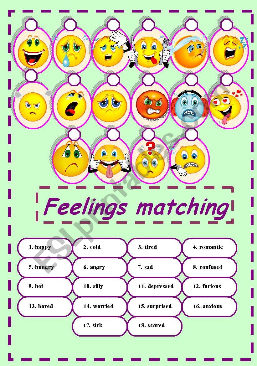 feelings matching exercise worksheet