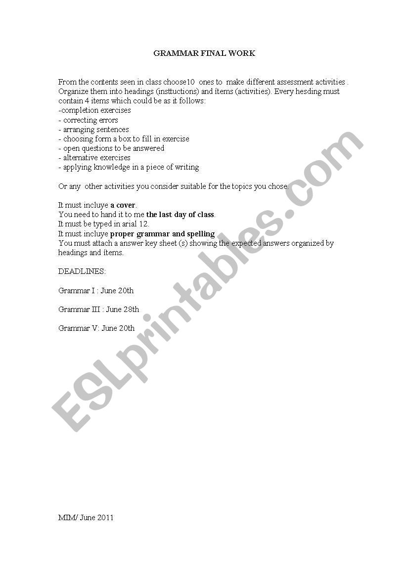 grammar exercises worksheet