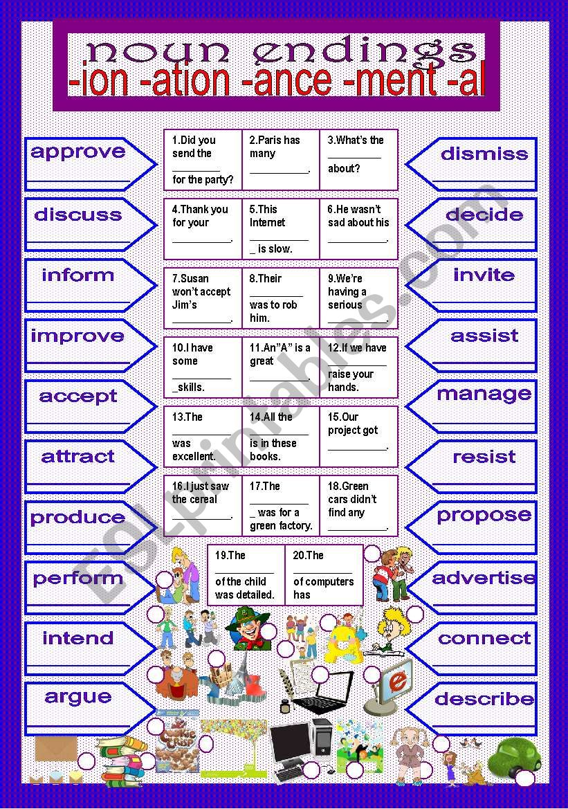 noun endings worksheet