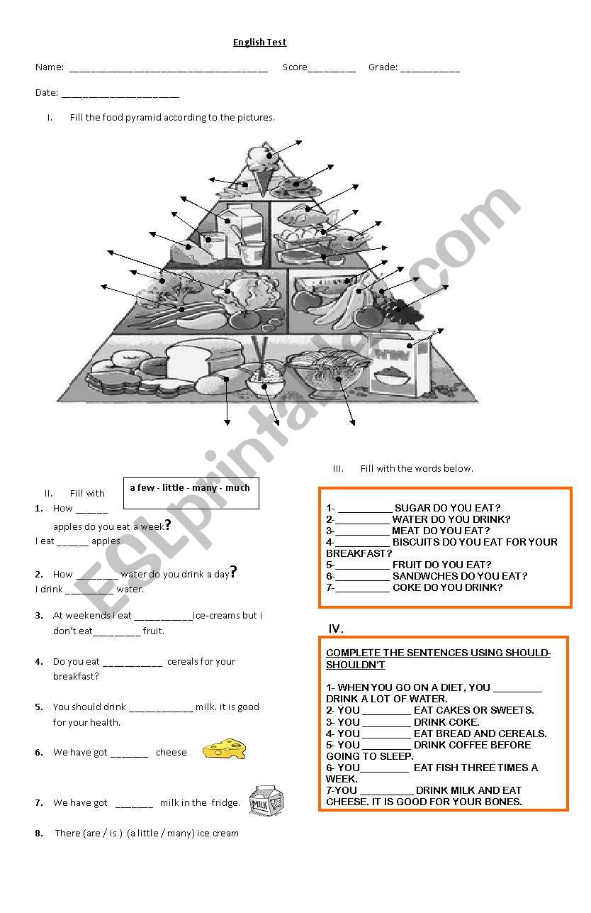 English Test worksheet