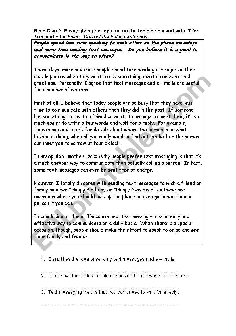 Claras Essay worksheet