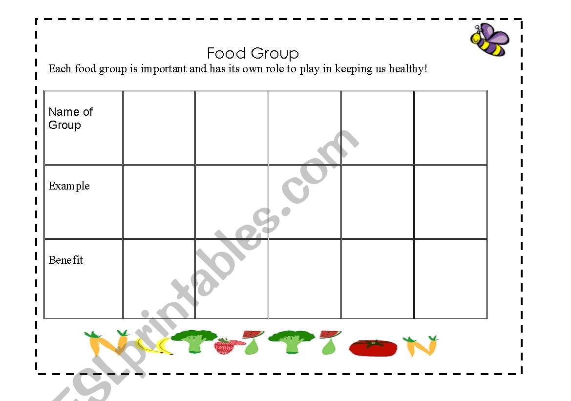 food group worksheet