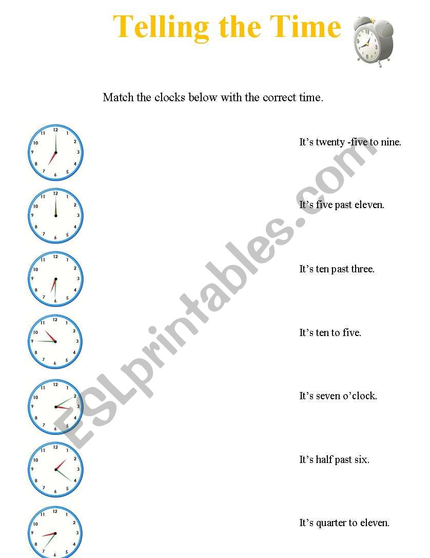 Telling the Time worksheet