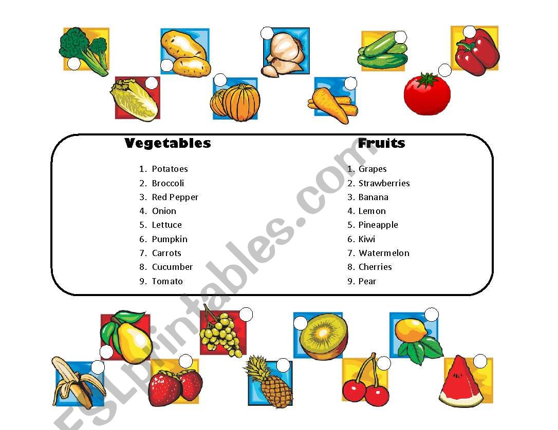 Matching: Vegetables and Fruit