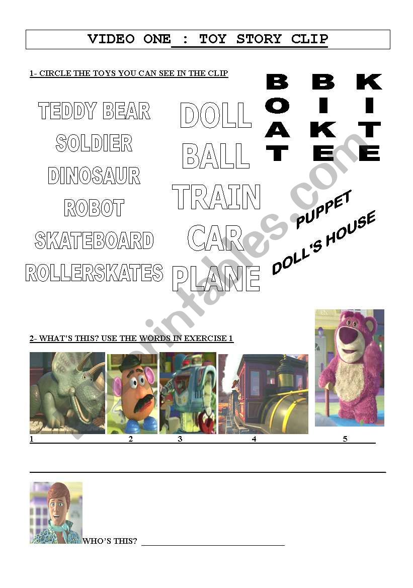 Toy Story Trailer Video Worksheet