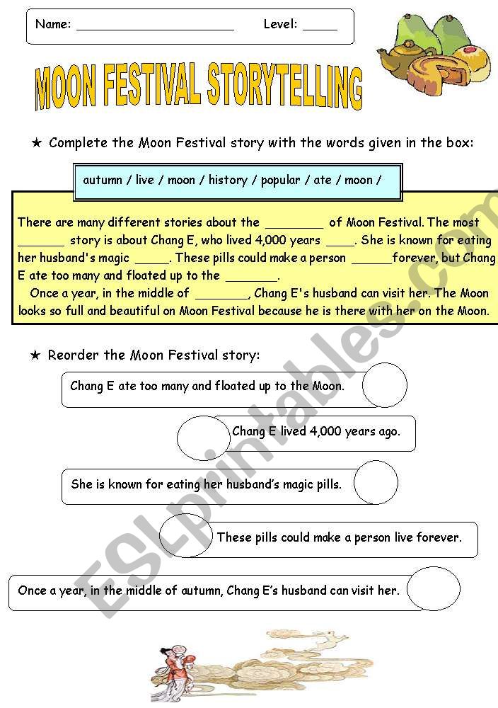 Moon Festival storytelling worksheet