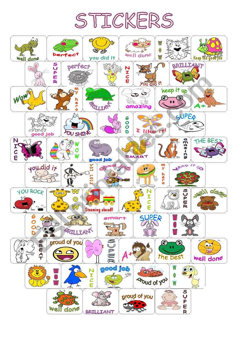 stickers worksheet