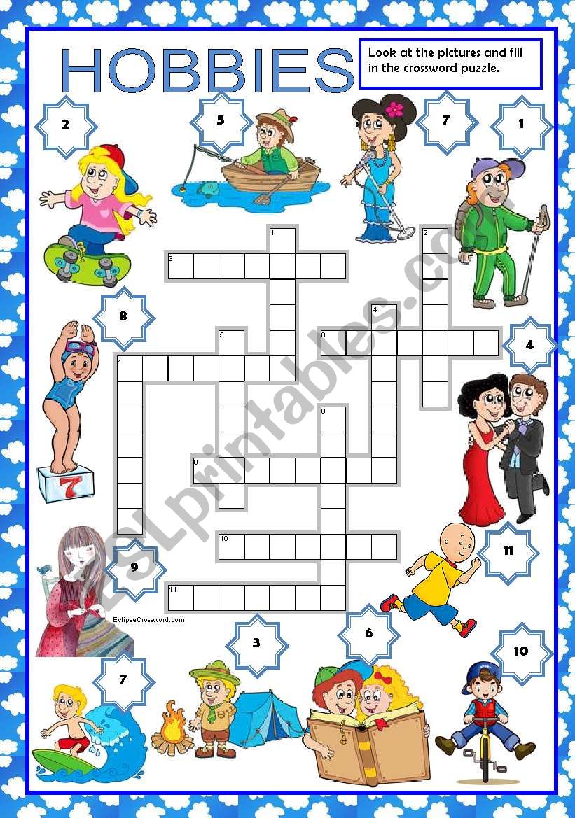 HOBBIES - CROSSWORD worksheet