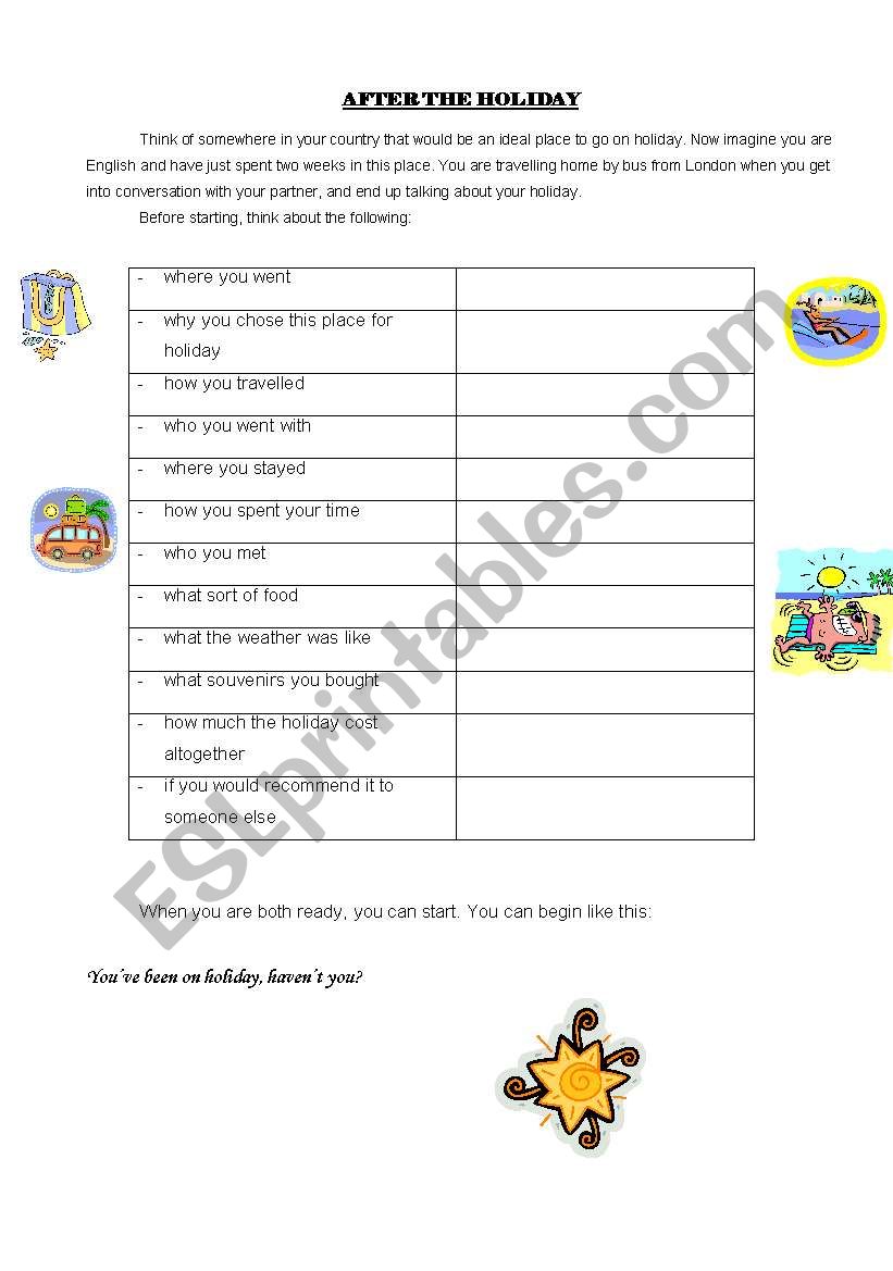 Icebraker: After the holidays worksheet
