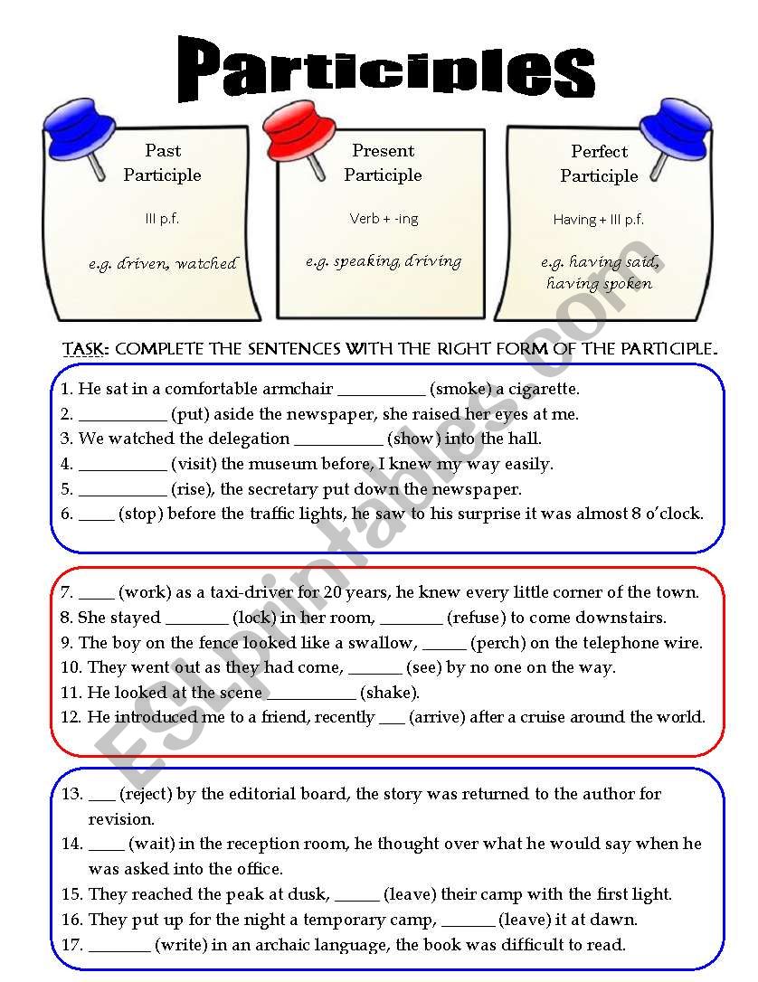 Mixed Participles worksheet