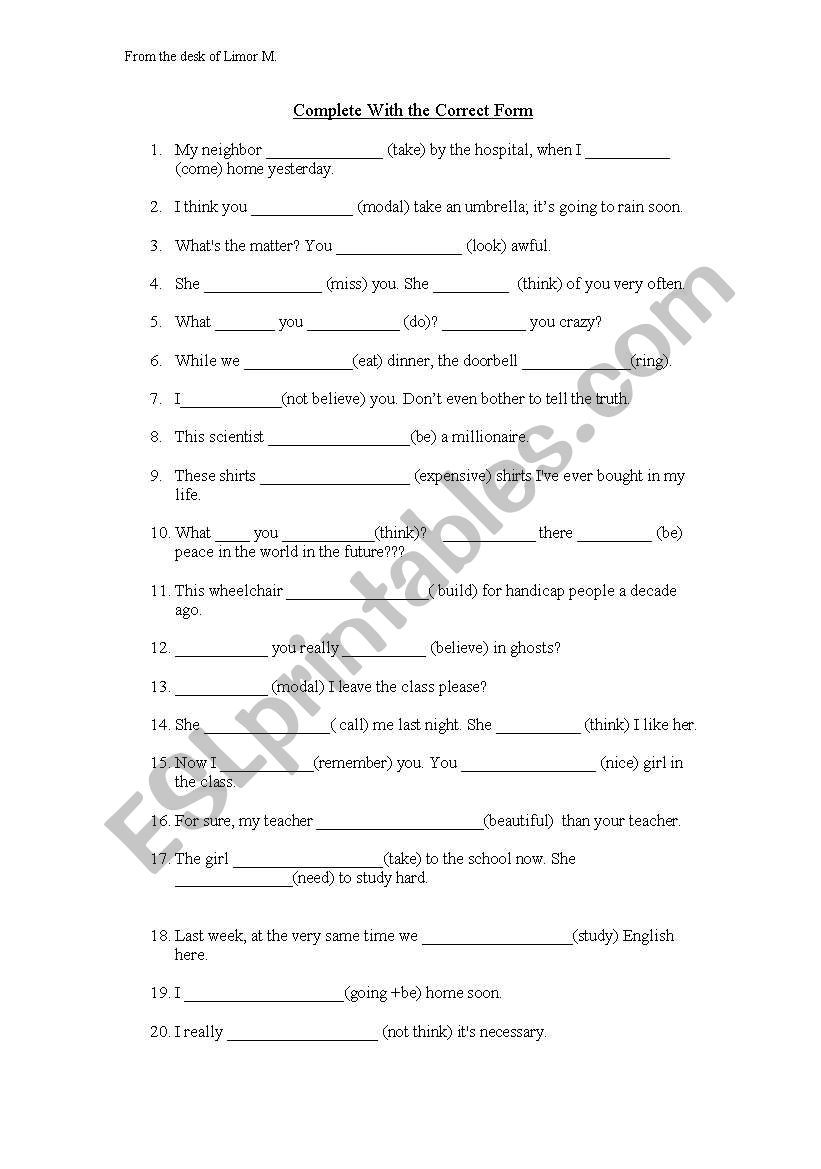 GRAMMAR worksheet