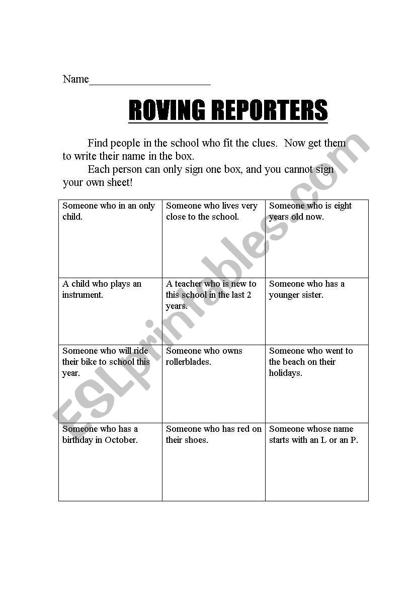 Roving Reporters - Getting to Know You Game
