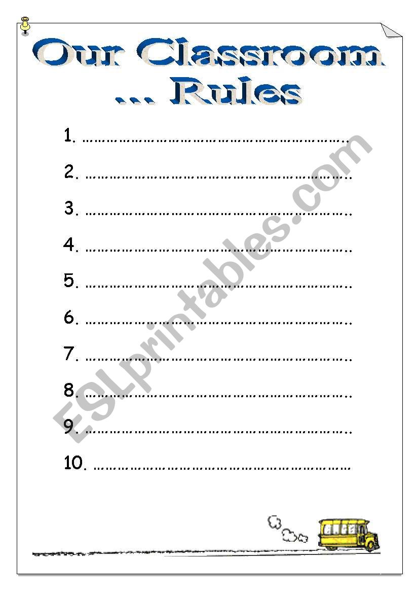 Classroom Rules worksheet