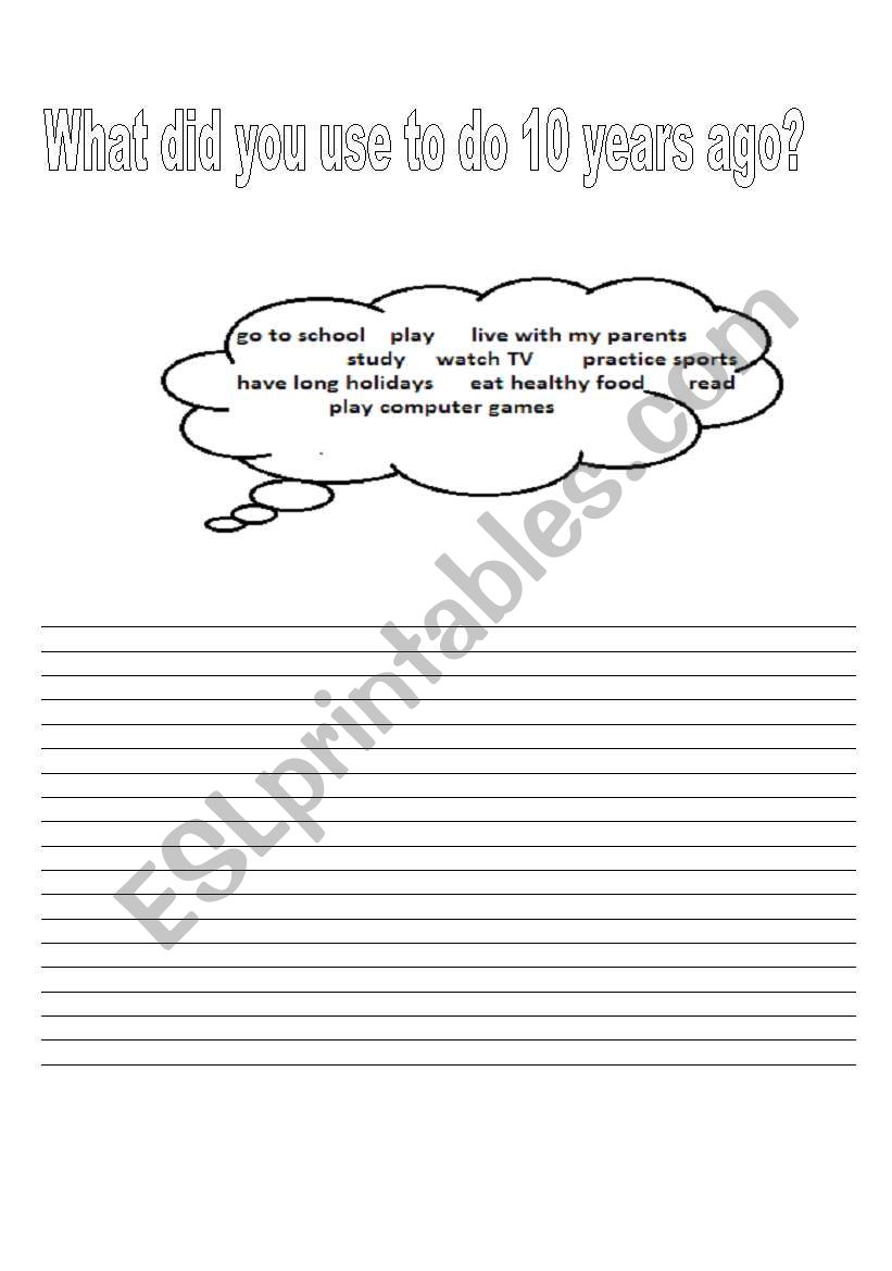 Used to writing activity worksheet