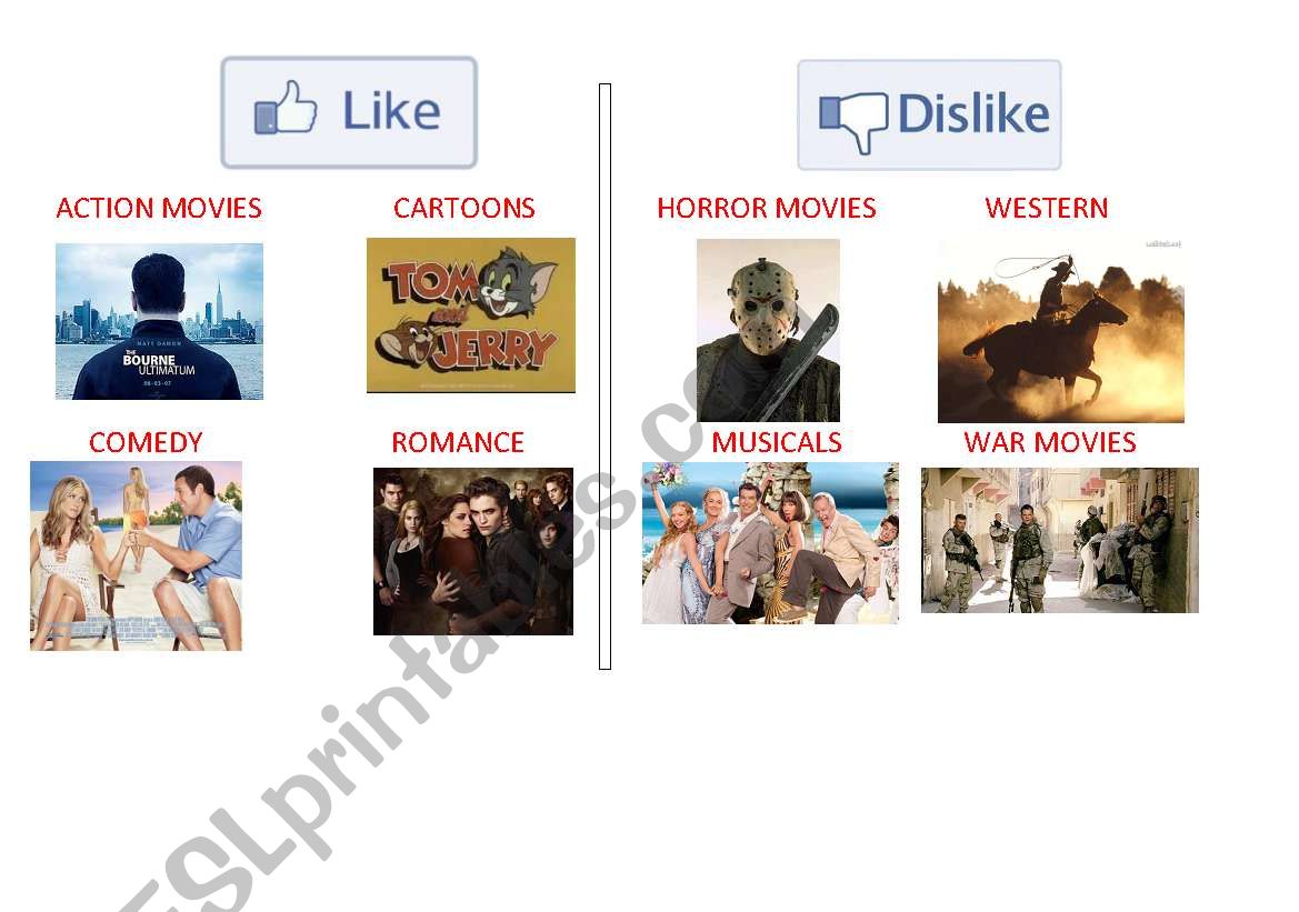 Like x Dislike worksheet