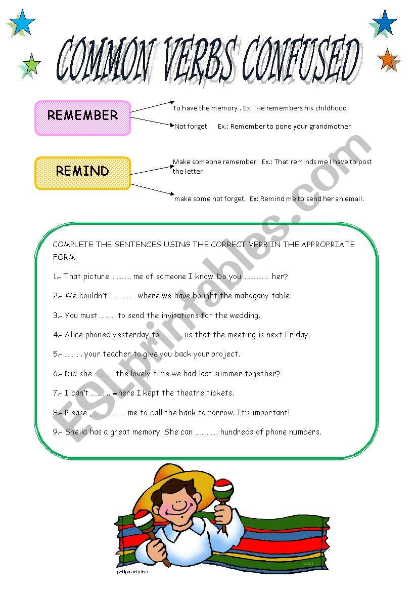 COMMON VERBS CONFUSED-1 worksheet