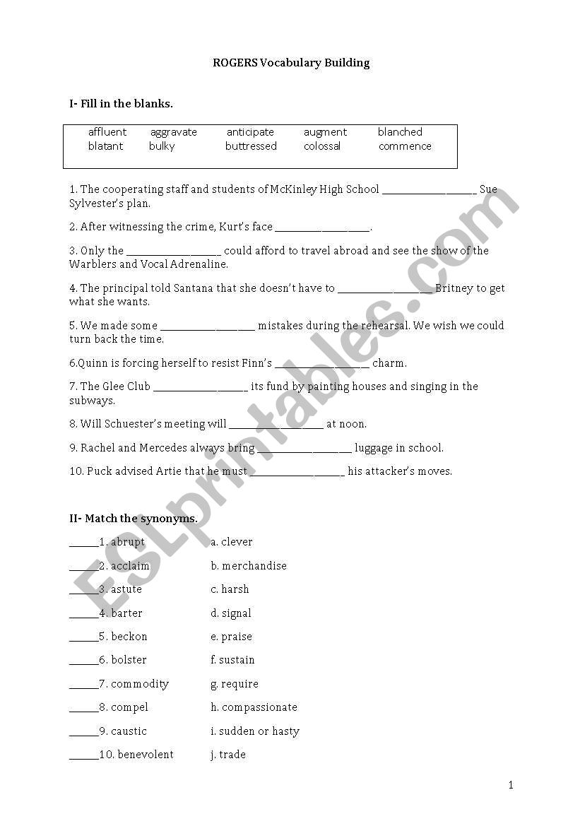 TOEFL Vocabulary Exercise (Bruce Rogers)