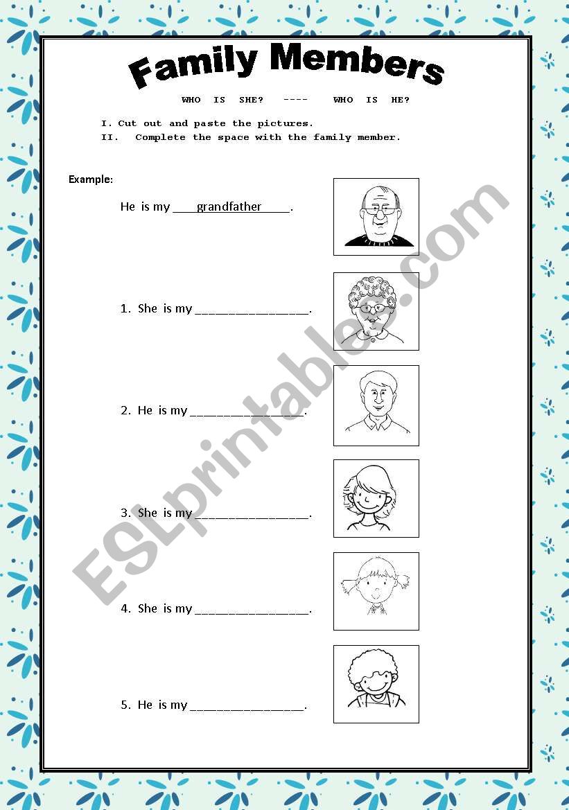 Recognize the Family Members worksheet