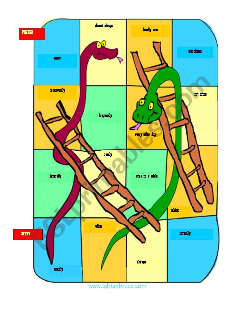 Frequency adverbs and expressions Snakes and Ladders Board Game