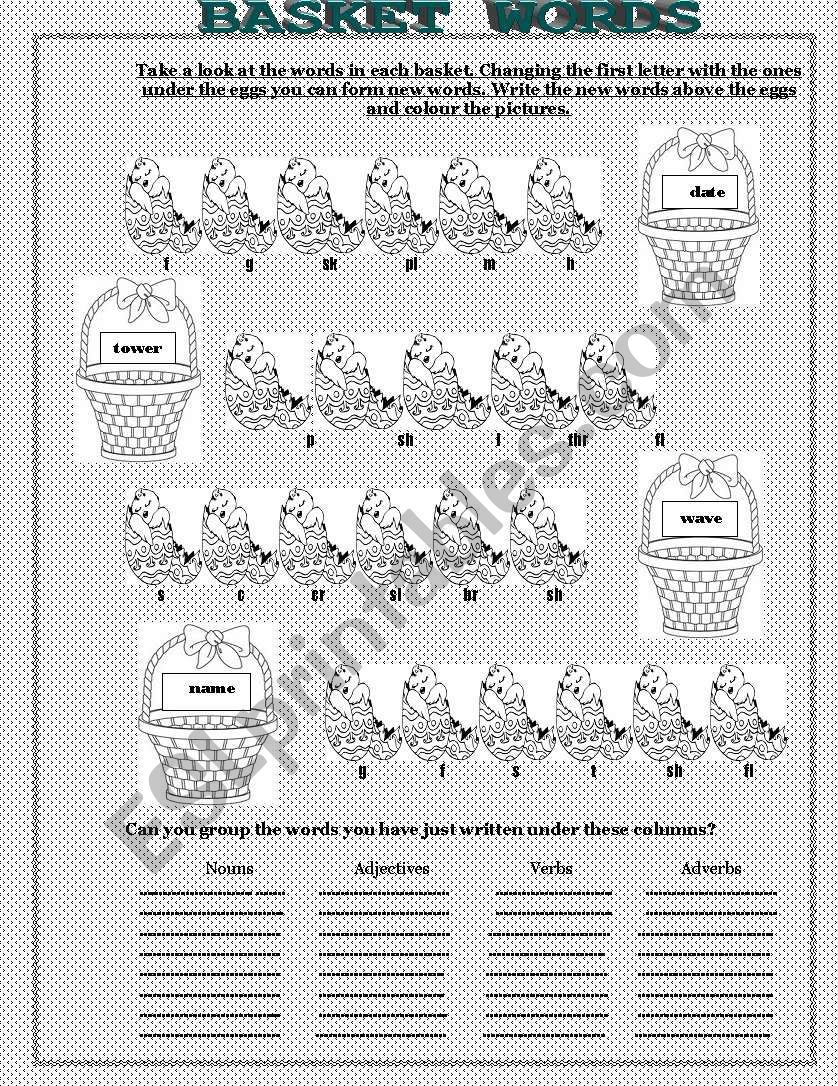 BASKET WORDS worksheet