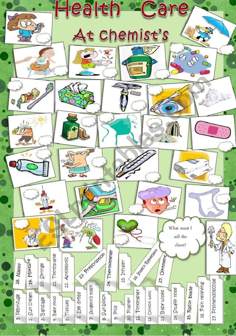 HEALTH CARE: AT CHEMISTÂ´S worksheet