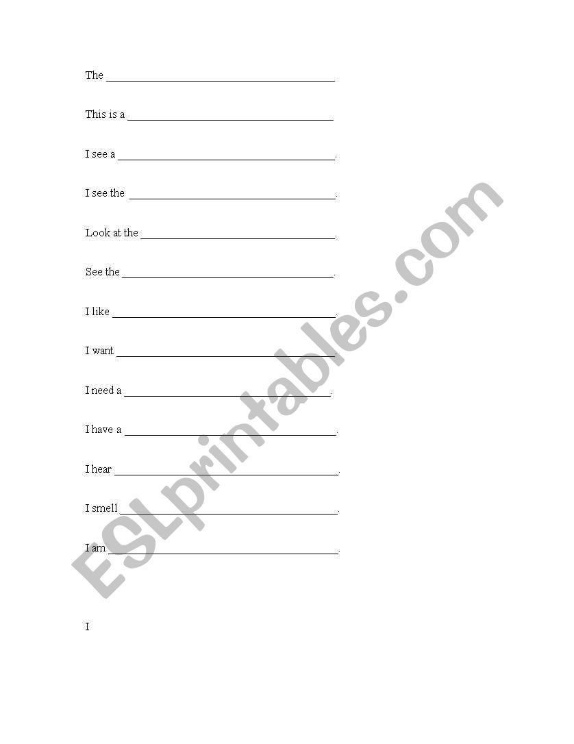 Beginner sentence structures worksheet