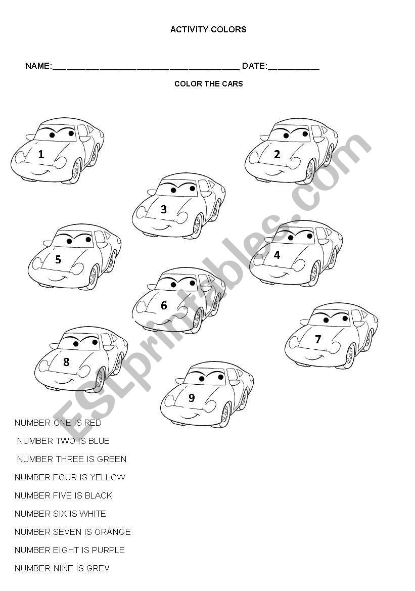 TEST OF COLORS AND NUMBERS worksheet