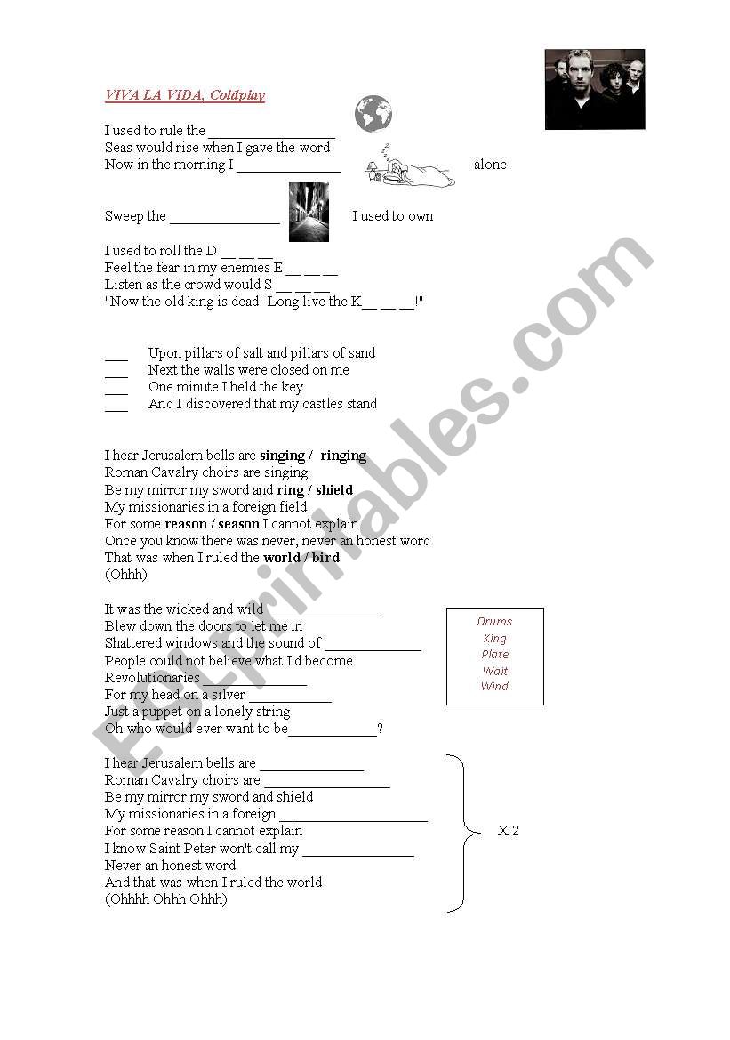 Viva la Vida worksheet