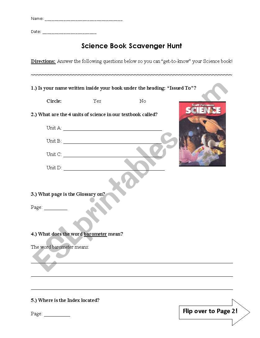 Scott Foresman 4th Grade Book Scavenger Hunt