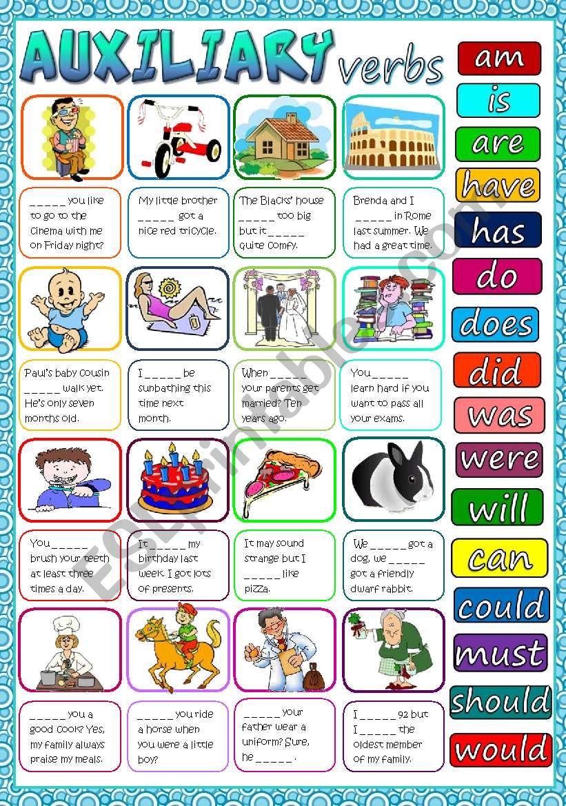 Auxiliary verbs *B&W + KEY included*