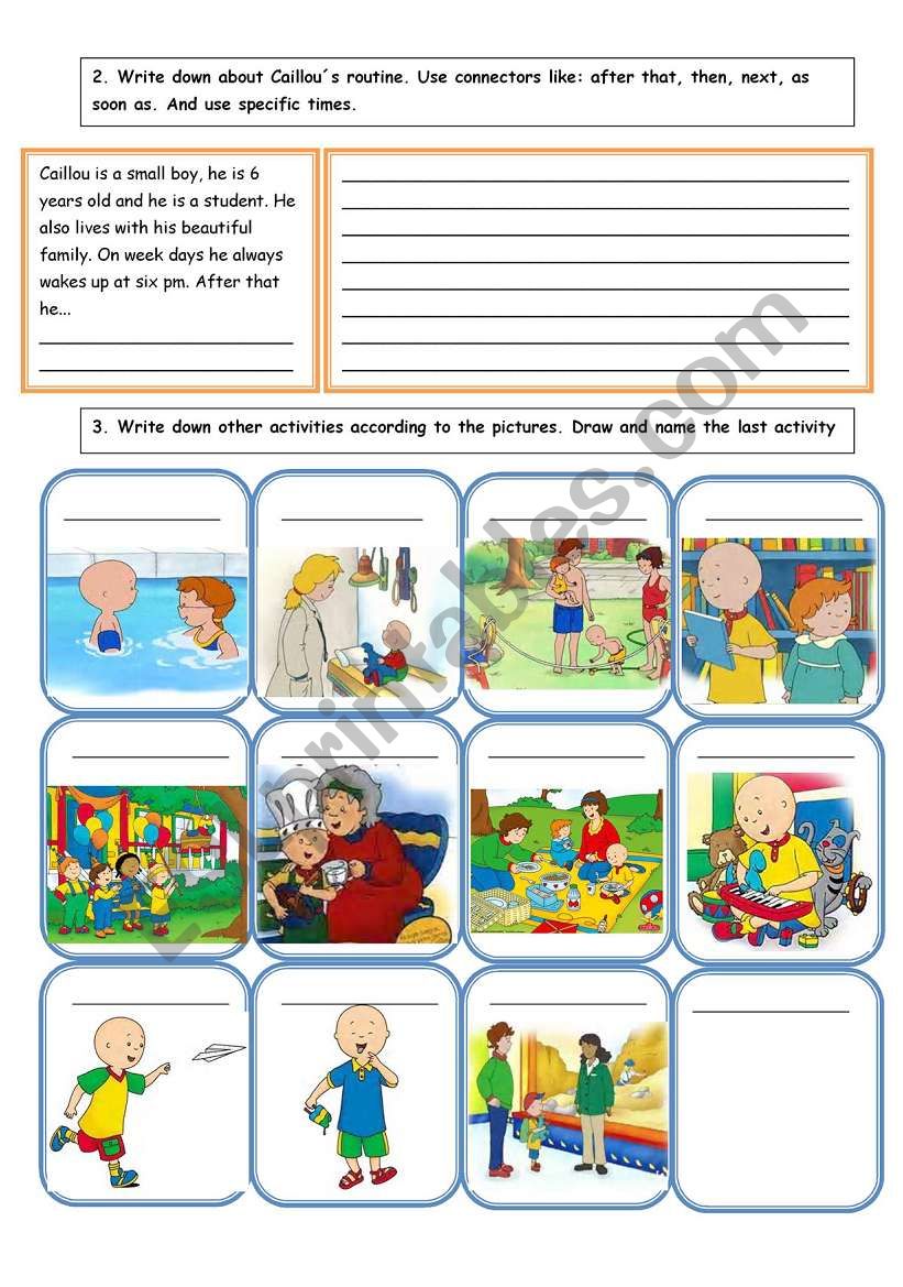 Part 2 present simple CalliouÂ´s routine