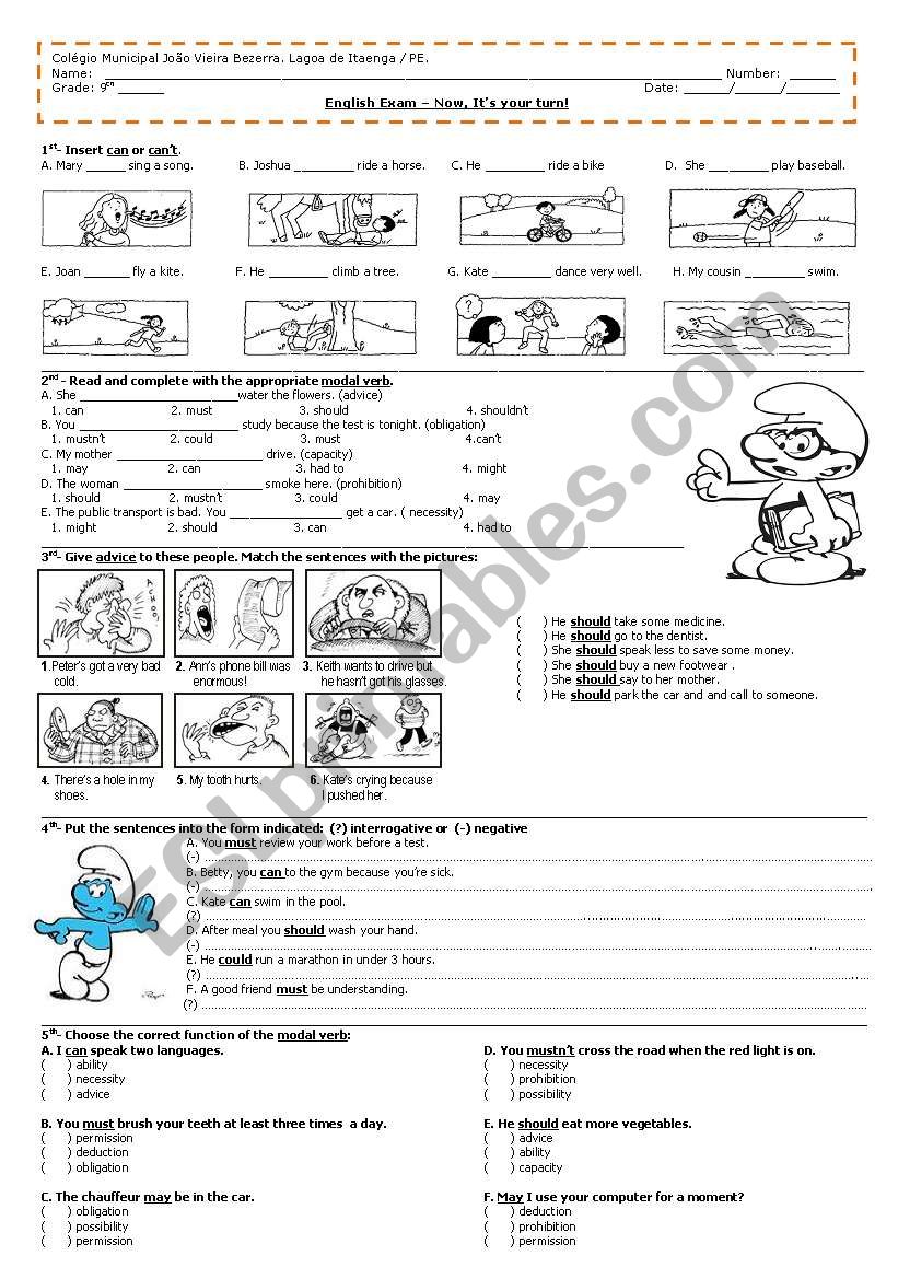 Modal verbs worksheet