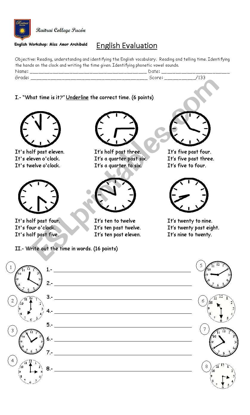 5th Grade English Test worksheet