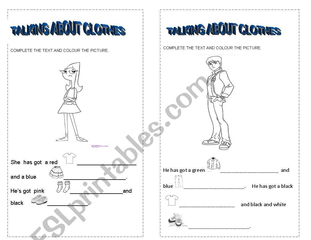 Talking about clothes worksheet