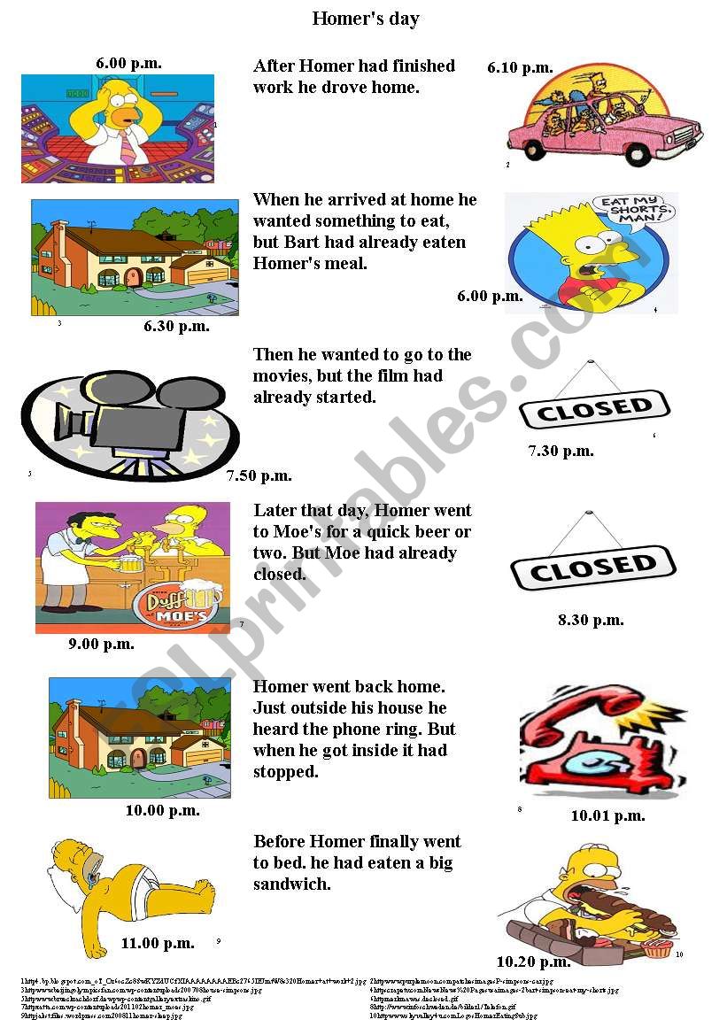 HomerÂ´s day worksheet