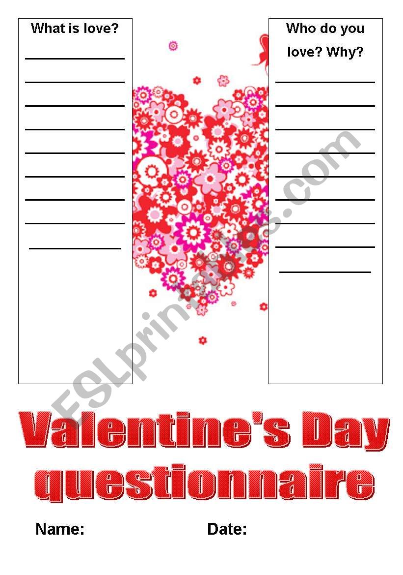 Valentines Day activity worksheet